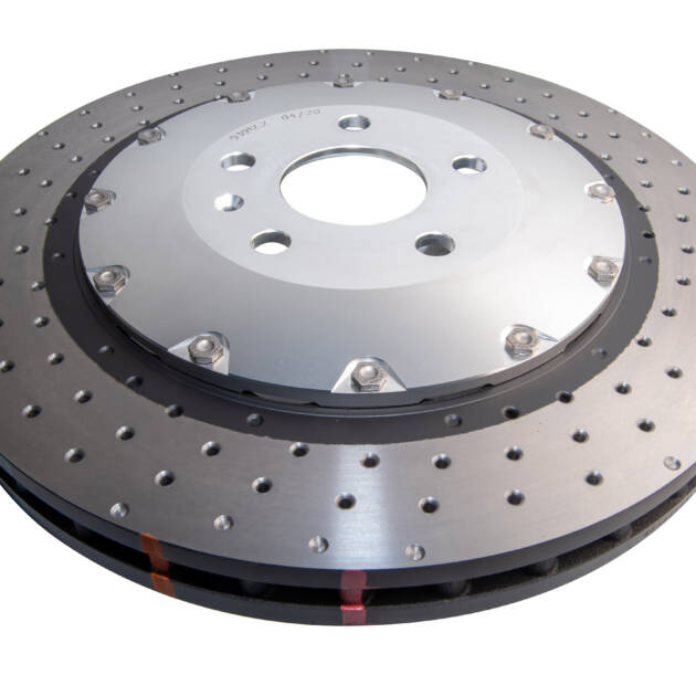 DBA Brake Disc 5000 series - Crossed Drilled & Dimpled Silver Hat DBA52844SLVXD