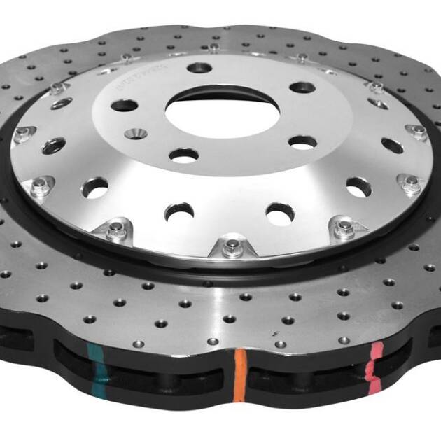 DBA Brake Disc 5000 series - Crossed Drilled & Dimpled Silver Hat DBA52844WSLVXD