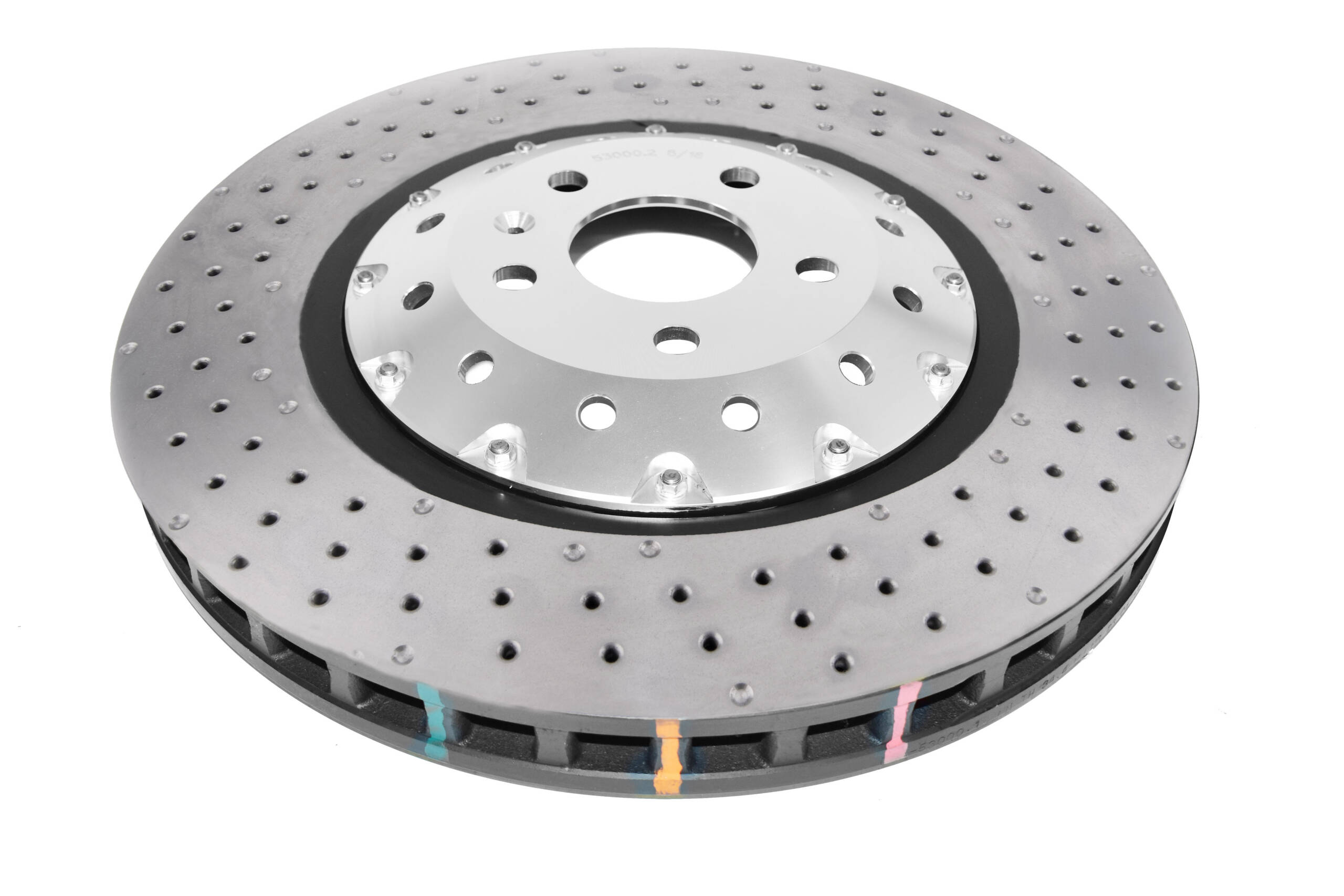 DBA Brake Disc 5000 series - Crossed Drilled & Dimpled Silver Hat DBA53004SLVXD