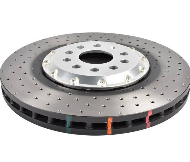 DBA Brake Disc 5000 series - Crossed Drilled & Dimpled Silver Hat DBA53927SLVXD