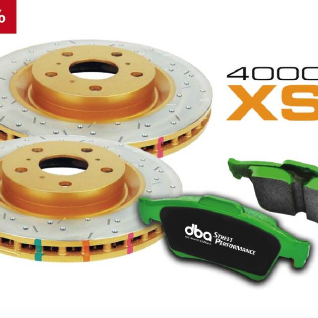 DBA Brake Kit 4000 Series Slotted / Drilled & Street Performance Brake Pads (2x DBA4654XS-10 + DB1678SP) DBA4654XS-10-1678SP